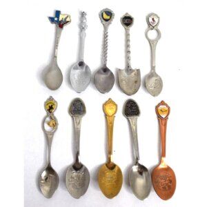 Lot of 10 Travel Souvenir Collector Spoons-States Utah Virginia Wyoming More!